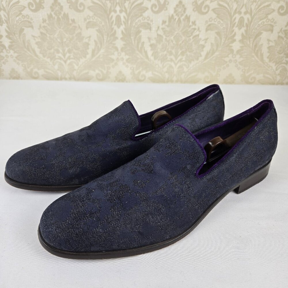 Robert Graham PRINCE Denim Slip On Loafers Purple Edging Size 11.5 Narrow Fit
